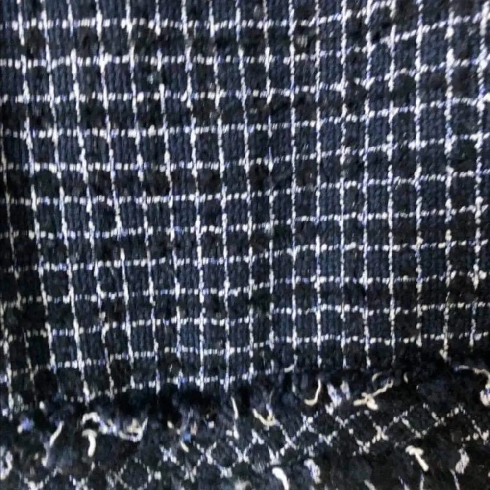 CHANEL PENCIL TWEED EMBELLISHED NAVY WHITE BLACK FRINGE SKIRT size 44/ no offers